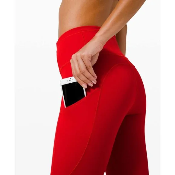 Lululemon Fast Free Crop II 19" Womens High-Waisted Leggings Size 2 W6BCUS Red - Picture 3 of 11